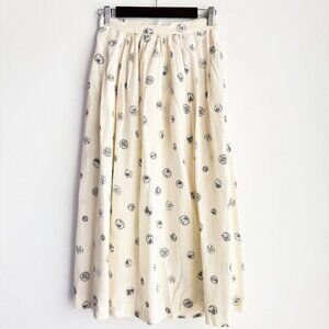 Perry Ellis Portfolio Coin Print Silk Blend Midi Skirt 8